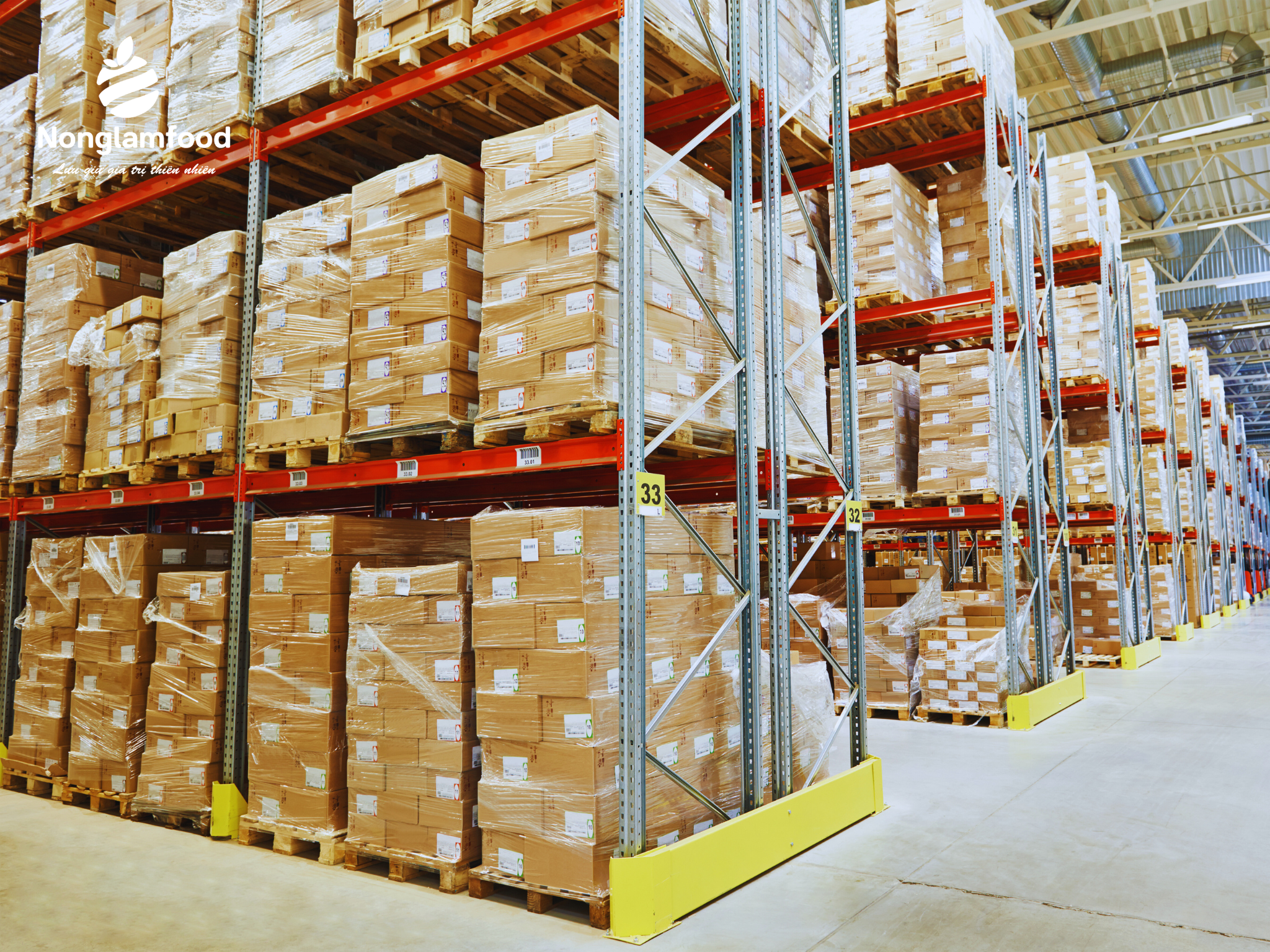 Large scale warehouse inventory of a professional dry fruit company ready for bulk supply