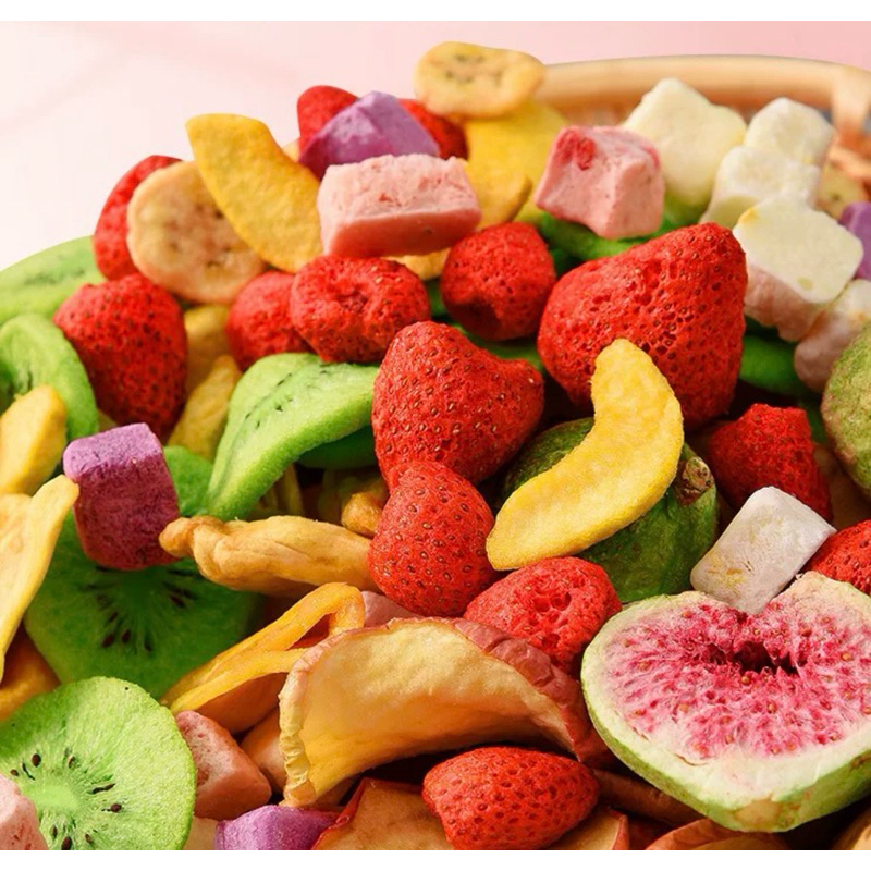 Industrial blast freezing tunnels preparing fresh fruit for sublimation