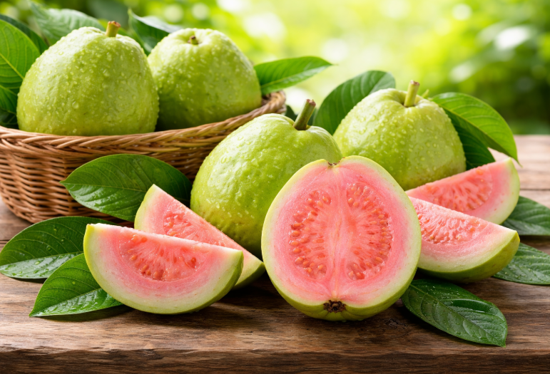 A variety of tropical fruits rich in Vitamin C ready for processing