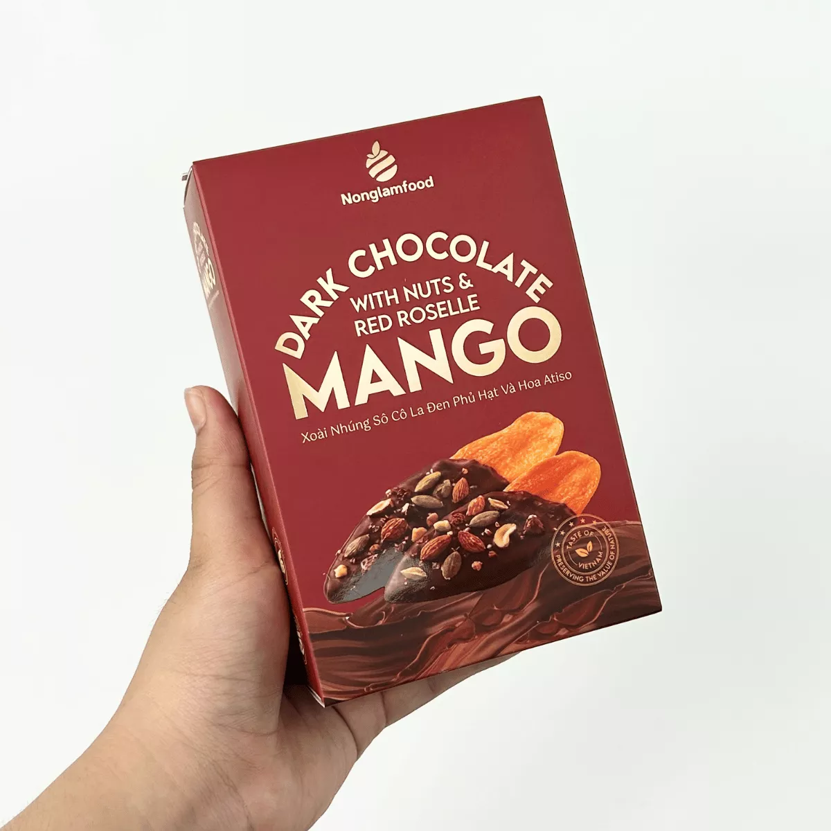 Nonglamfood Dark Chocolate Dipped Mango with Nuts & Red Roselle Box